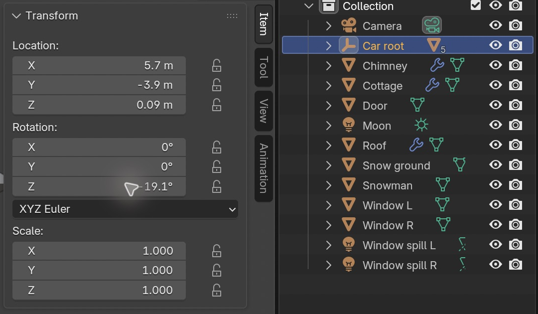 Result in the native demonstration. Check the selected object, state and values against this view.