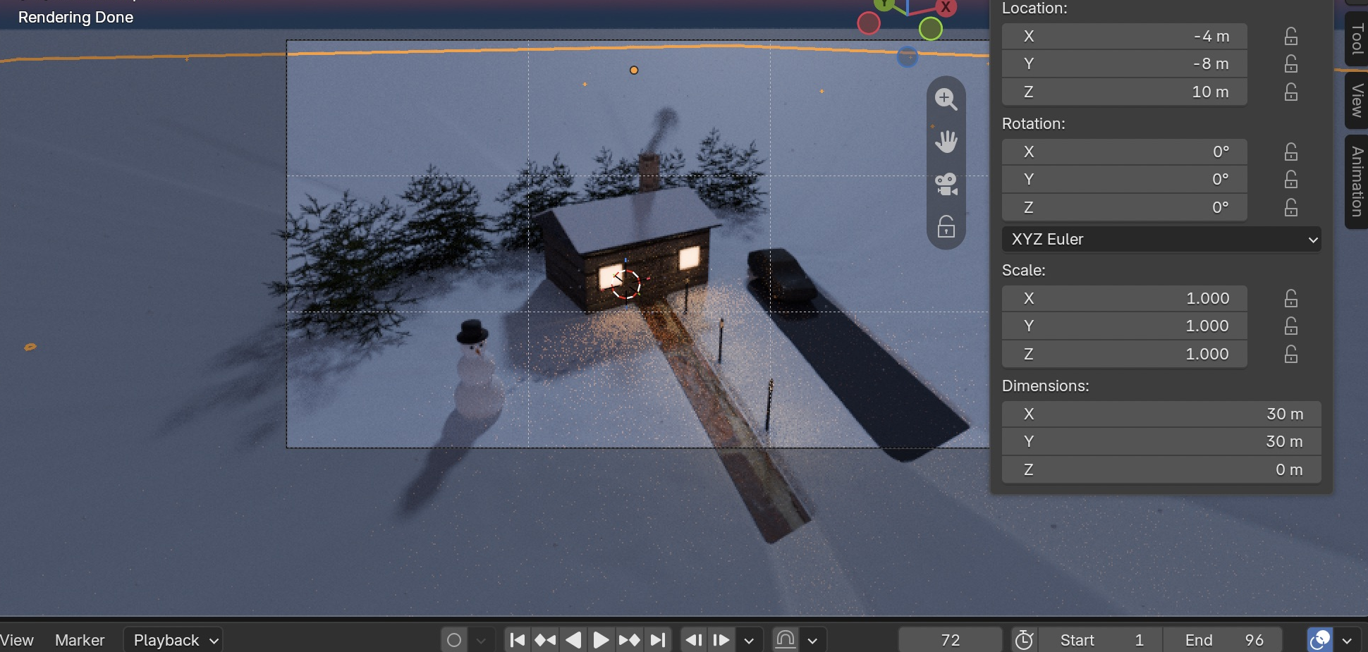 Result in the native demonstration. Check the selected object, state and values against this view.