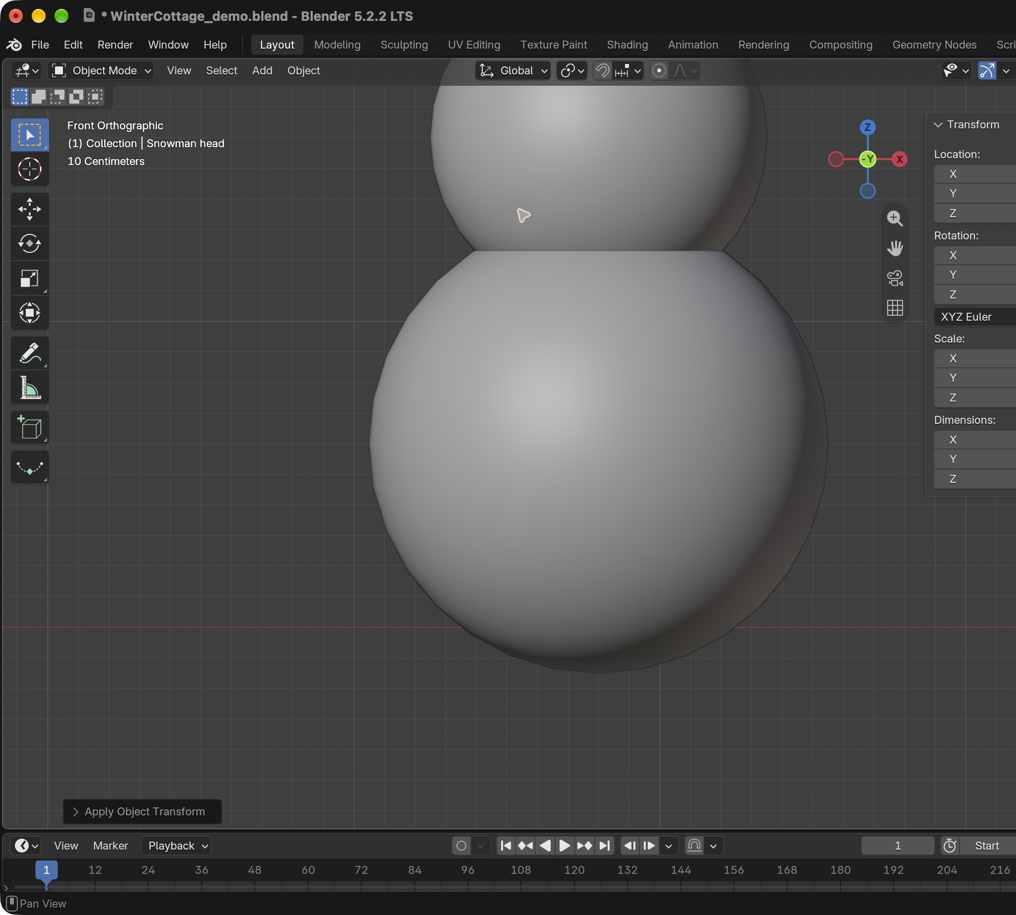 Result in the native demonstration. Check the selected object, state and values against this view.