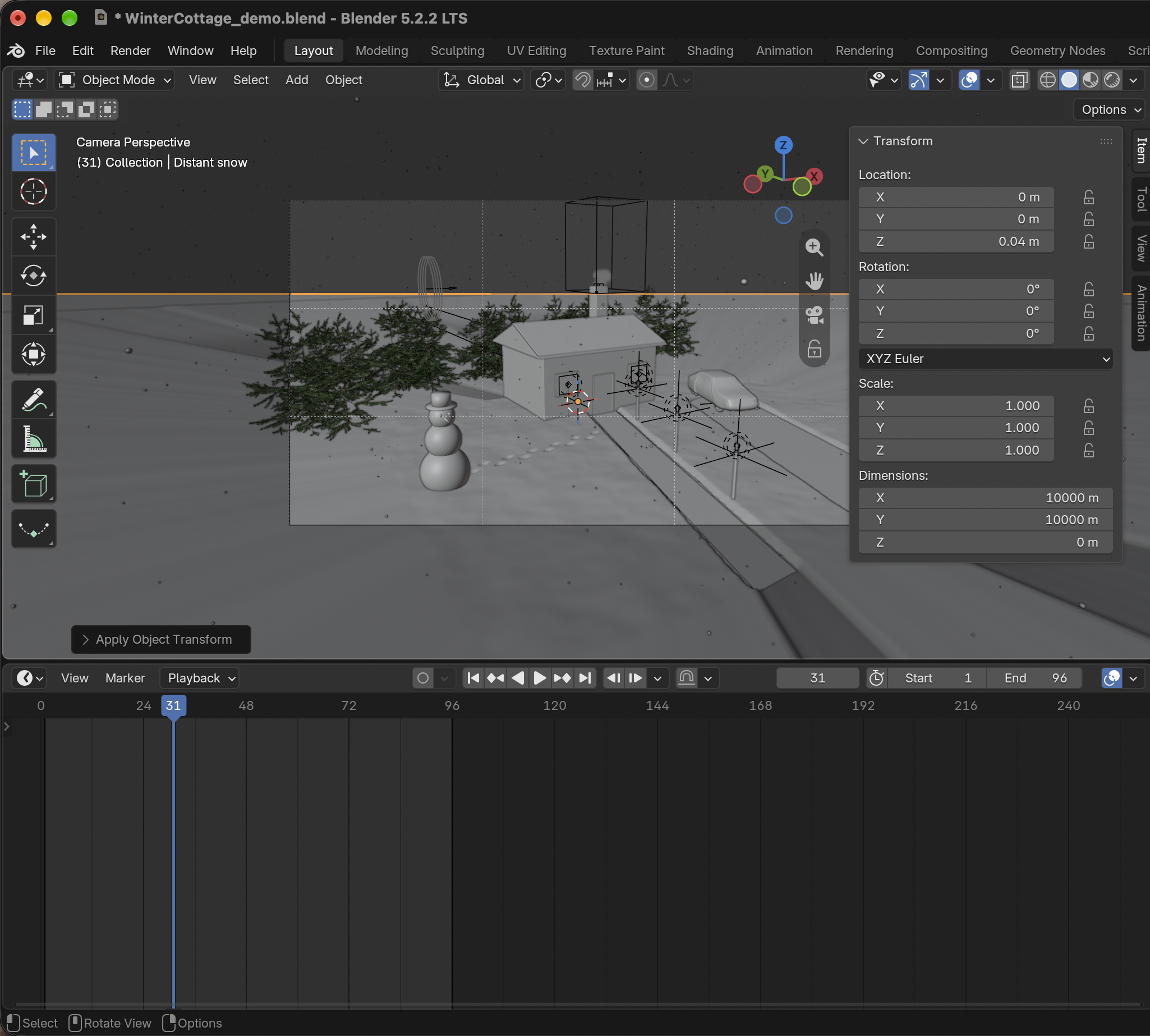 Result in the native demonstration. Check the selected object, state and values against this view.