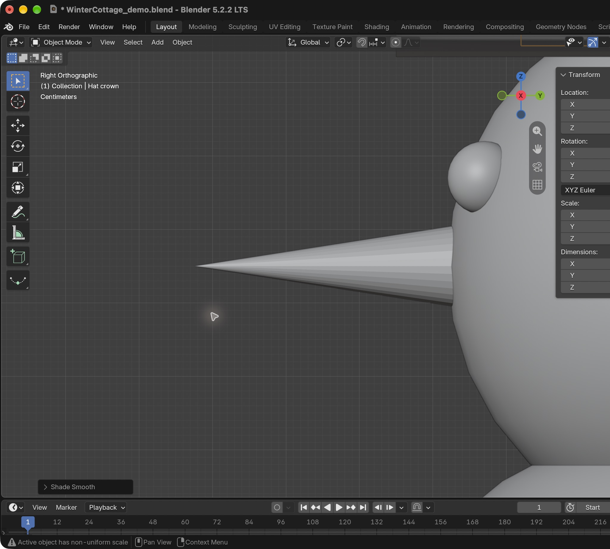 Result in the native demonstration. Check the selected object, state and values against this view.