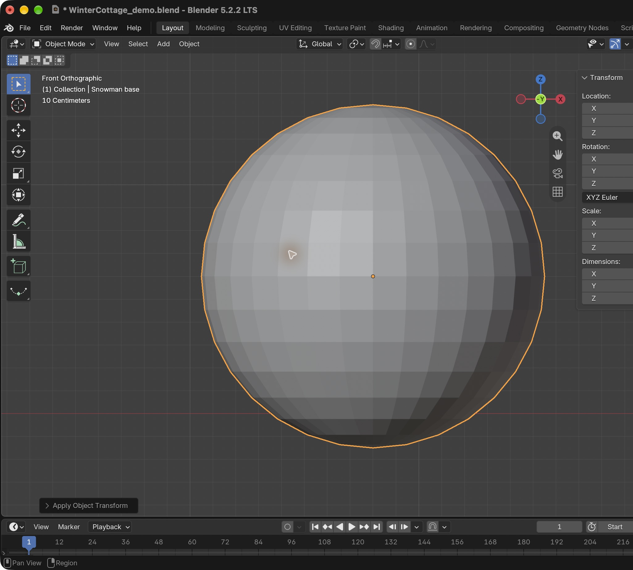 Result in the native demonstration. Check the selected object, state and values against this view.