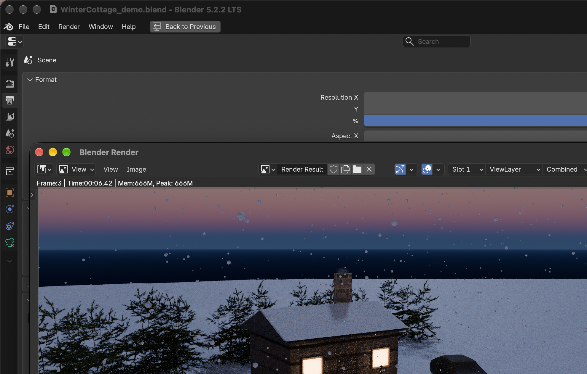 Result in the native demonstration. Check the selected object, state and values against this view.