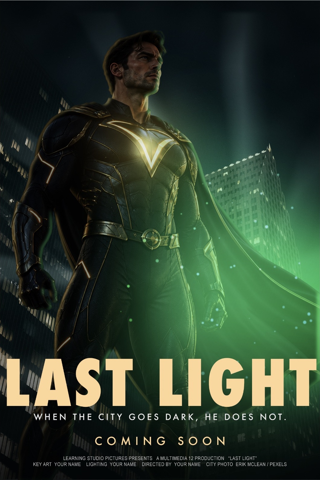 Controlled test: Normal at 70 percent washes the figure and cape with flat green