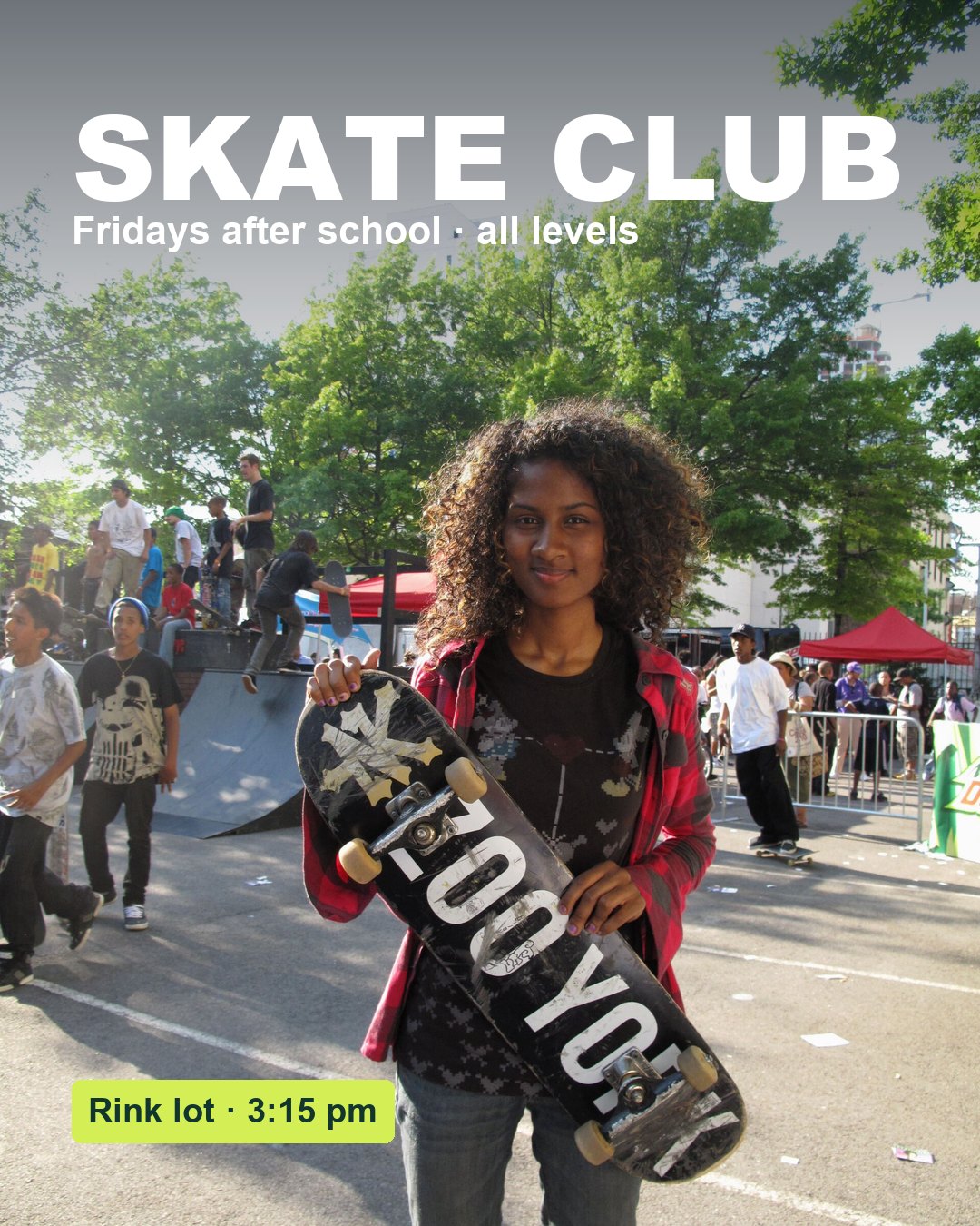 Example campaign: SKATE CLUB poster built from one photograph