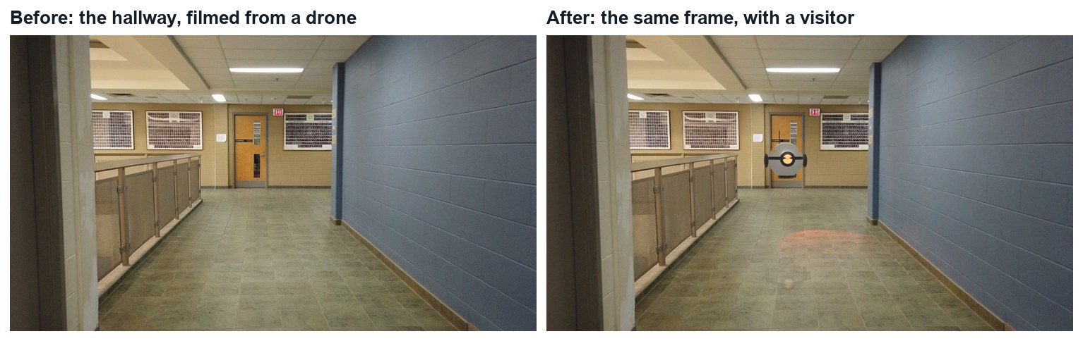 The plate and the finished frame. Nothing in the hallway is replaced; things are added to it.