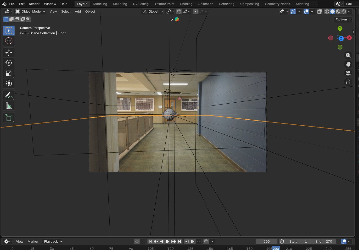 Real screenshot: the tracked camera’s view with the stand-ins drawn as wire over the plate.