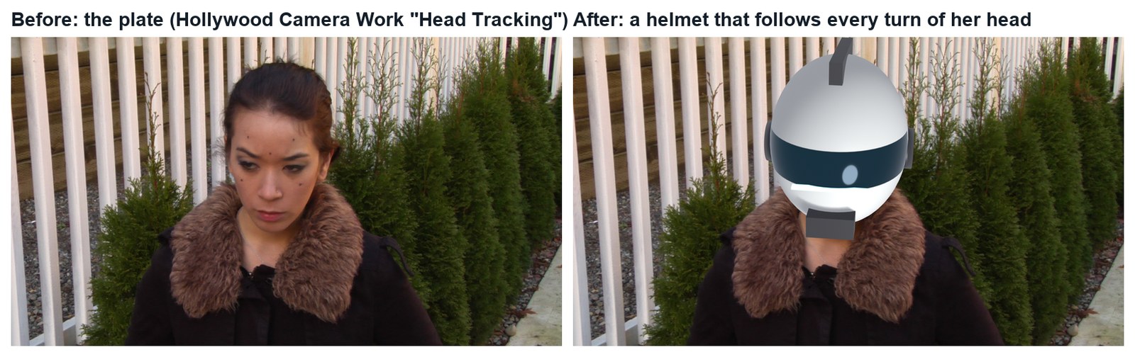 Real frames: the plate, and the same frame with the tracked helmet.
