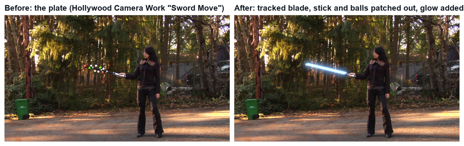 Real frames: the plate, and the same frame with the tracked blade.