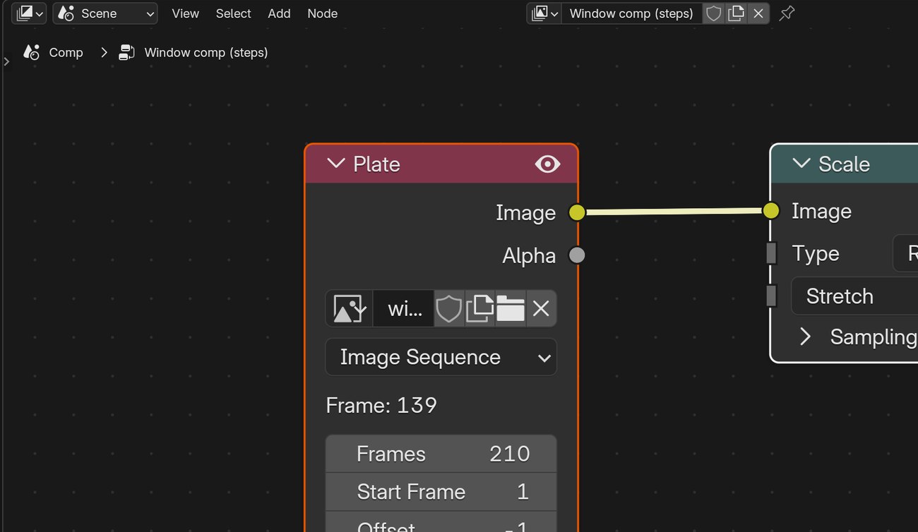 The Plate node and a Scale node set to Render Size › Stretch.