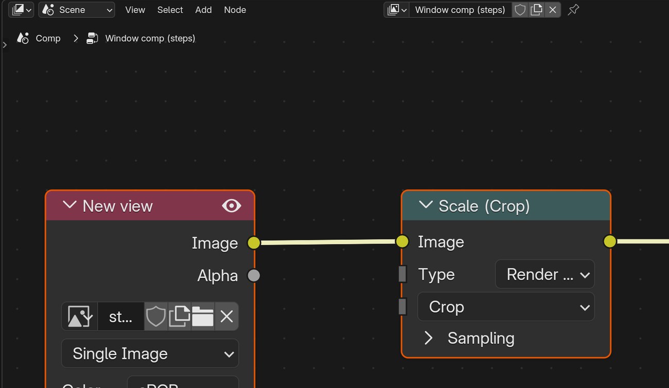 New view → Scale (Crop) → Transform, with X −120, Y 60, Scale 1.15.