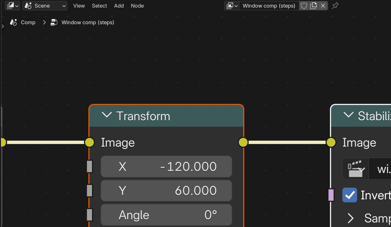 Transform into Stabilize 2D, with the clip chosen and Invert ticked.