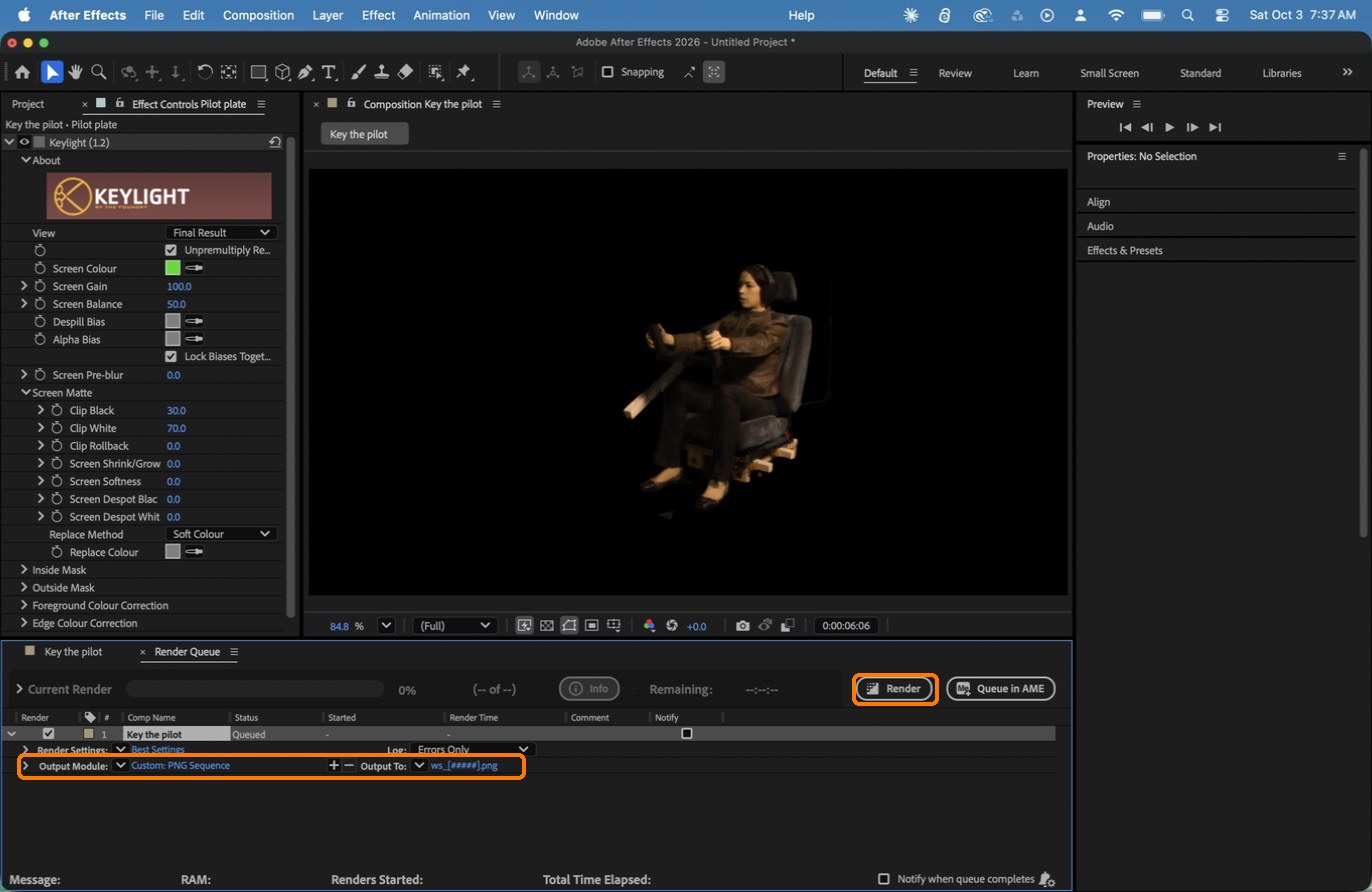 Boxes: Output Module and Output To, and the Render button.